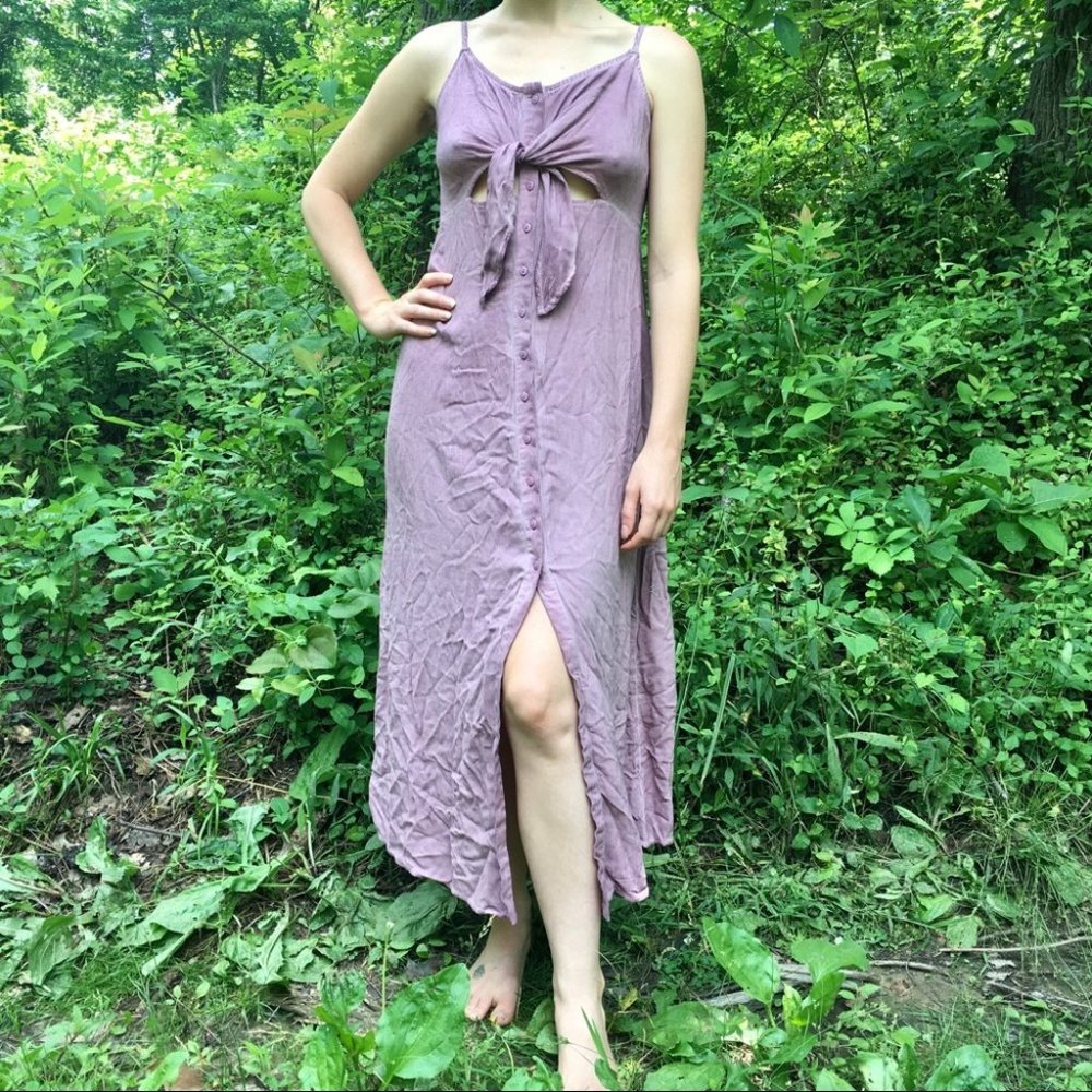Button Up Mauve Maxi Summer Dress Size Small